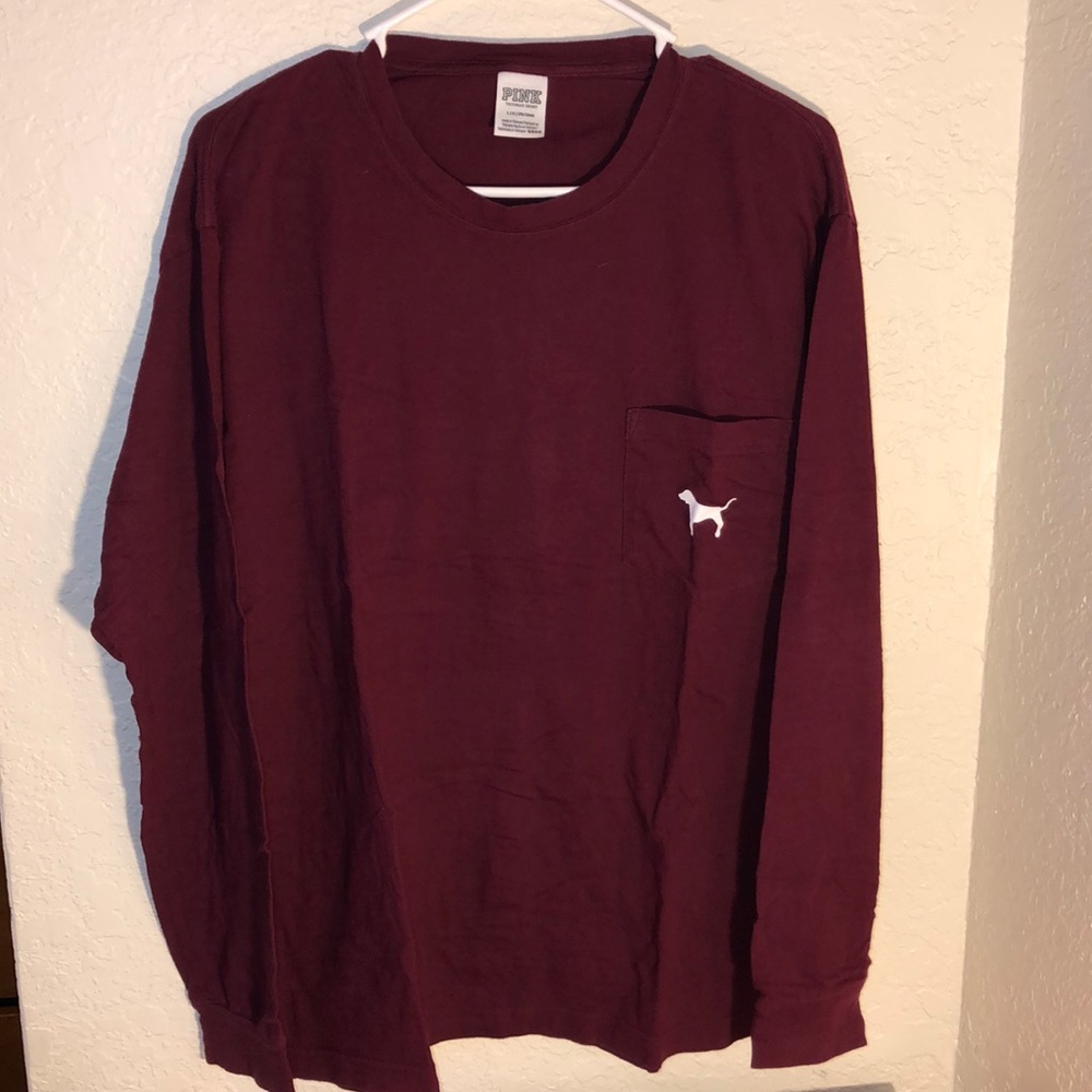VS PINK Maroon Long Sleeve T-Shirt